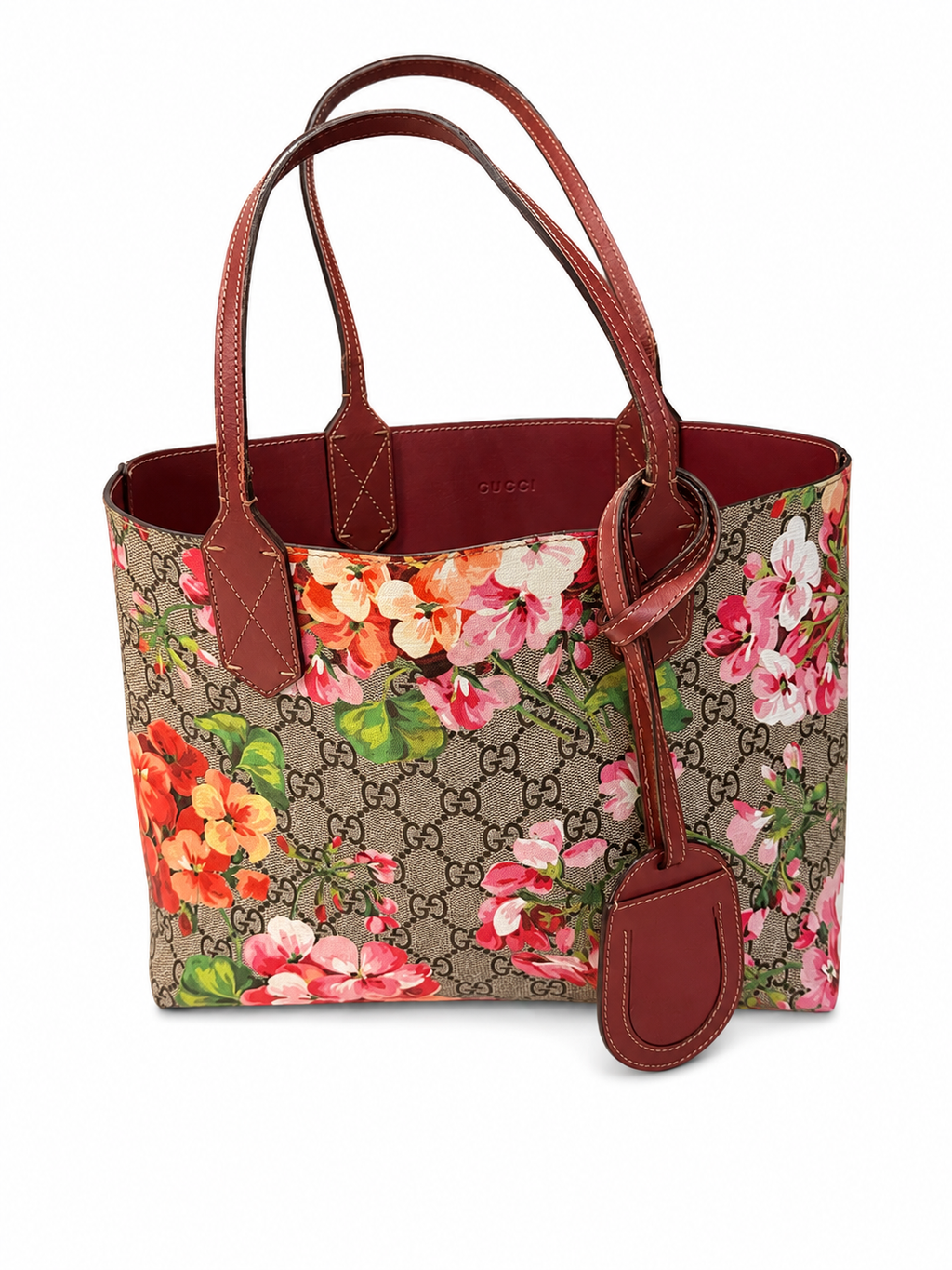 Gucci GG Supreme Blooms Reversible Tote (Small Size)