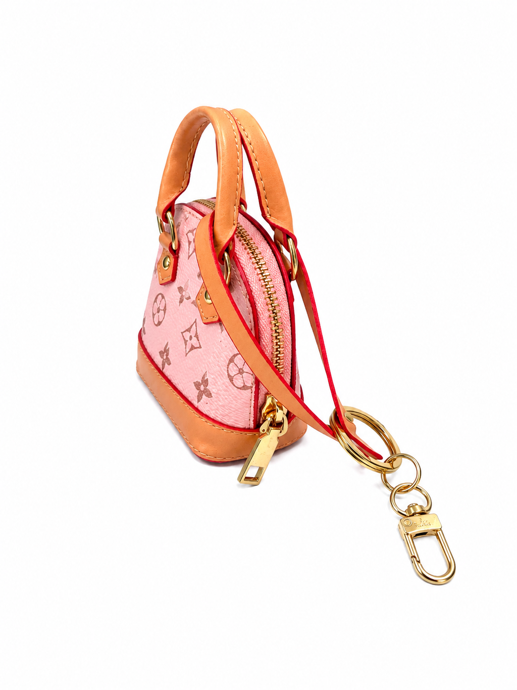Unbranded Mini Handbag Charm & Keyring – Pink Floral Monogram Bag Pendant
