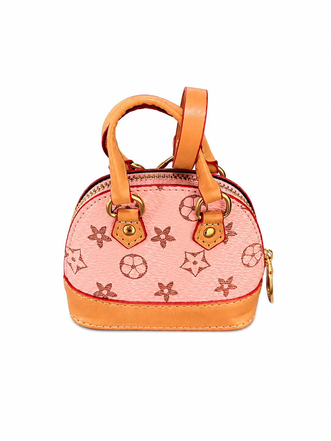 Unbranded Mini Handbag Charm & Keyring – Pink Floral Monogram Bag Pendant