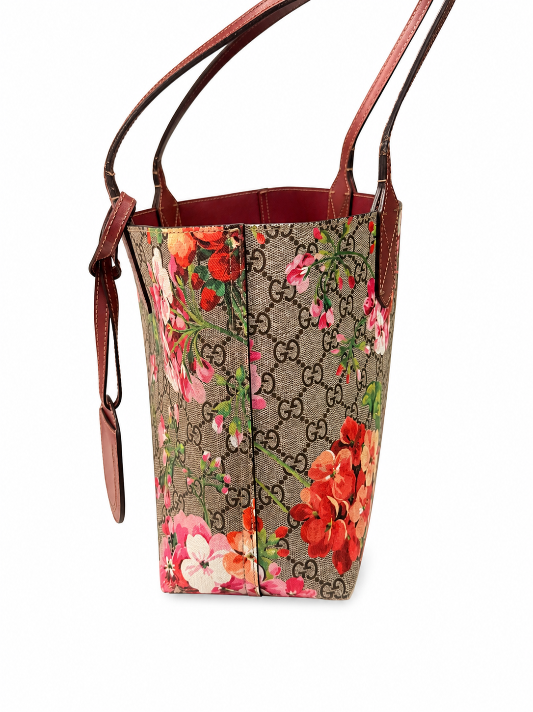 Gucci GG Supreme Blooms Reversible Tote (Small Size)