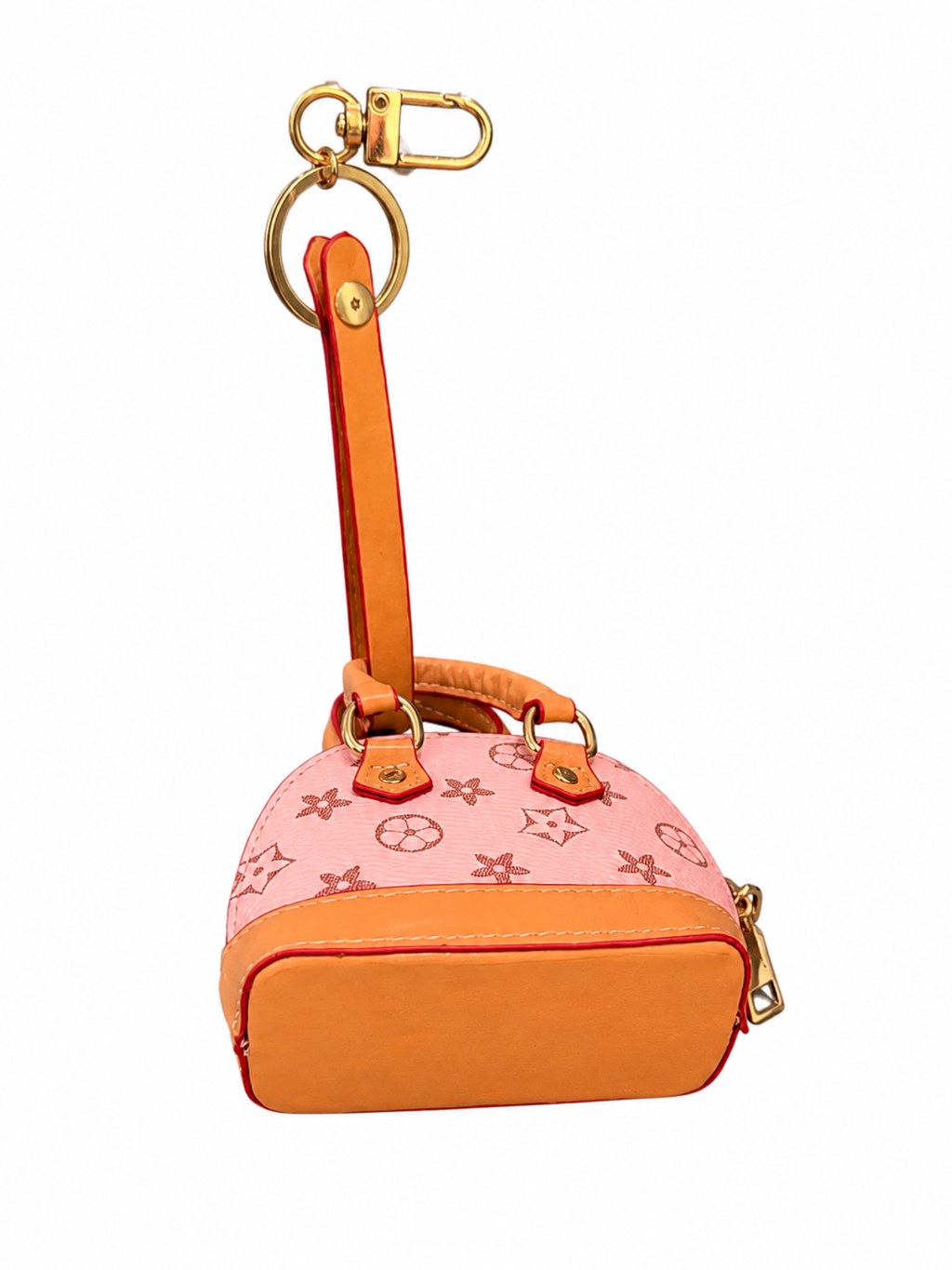 Unbranded Mini Handbag Charm & Keyring – Pink Floral Monogram Bag Pendant