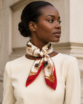 CELINE Vintage Carriage Print Silk-Cotton Scarf – Red & Ivory