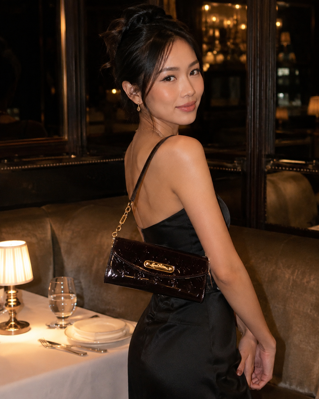 Louis Vuitton Sunset Boulevard Monogram Vernis Shoulder Bag Clutch – Amarante