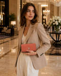 Louis Vuitton Lockme II Long Wallet Coral Pink Taupe Leather