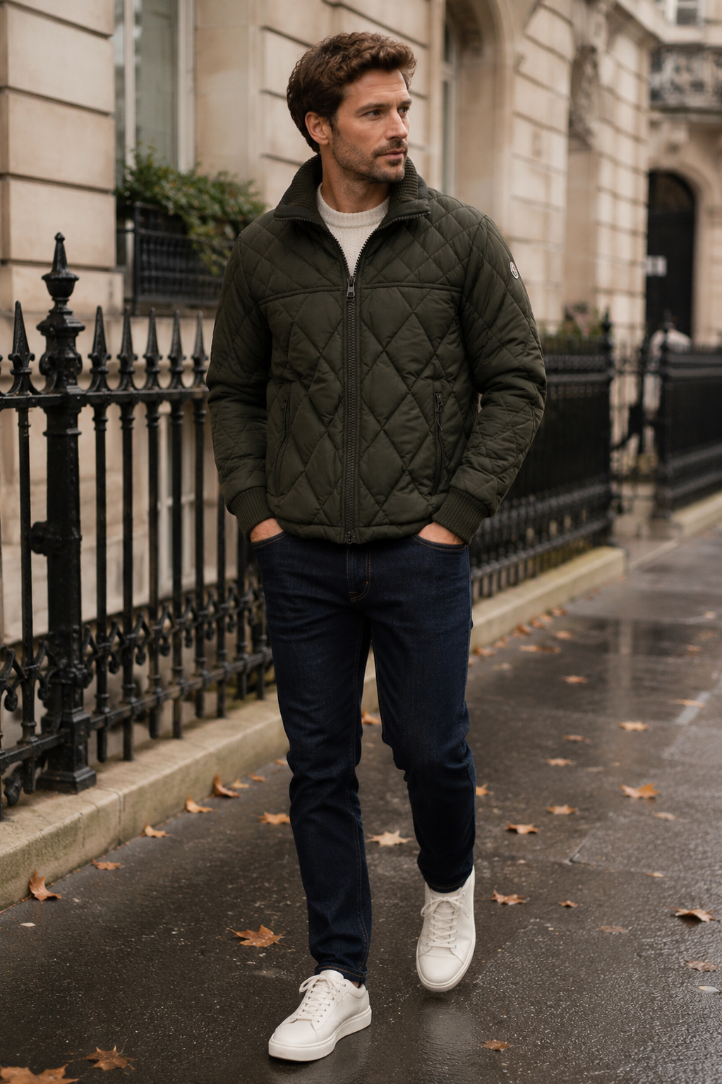 Moncler Men’s Size 4  Olive Green Quilted Down Puffer Jacket