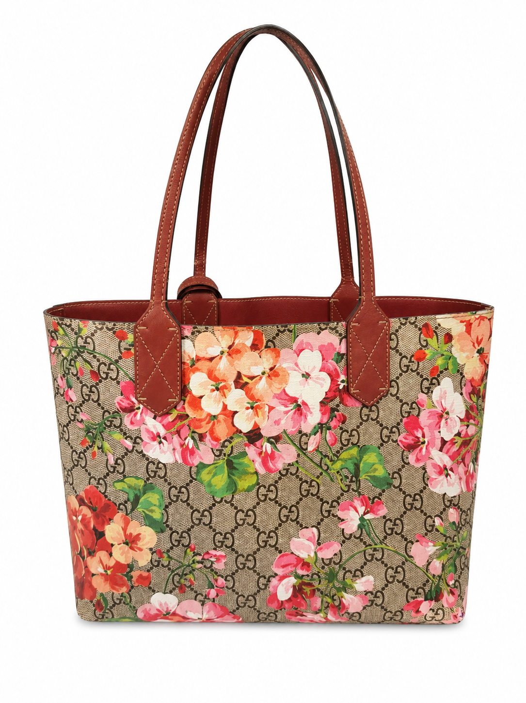 Gucci GG Supreme Blooms Reversible Tote (Small Size)