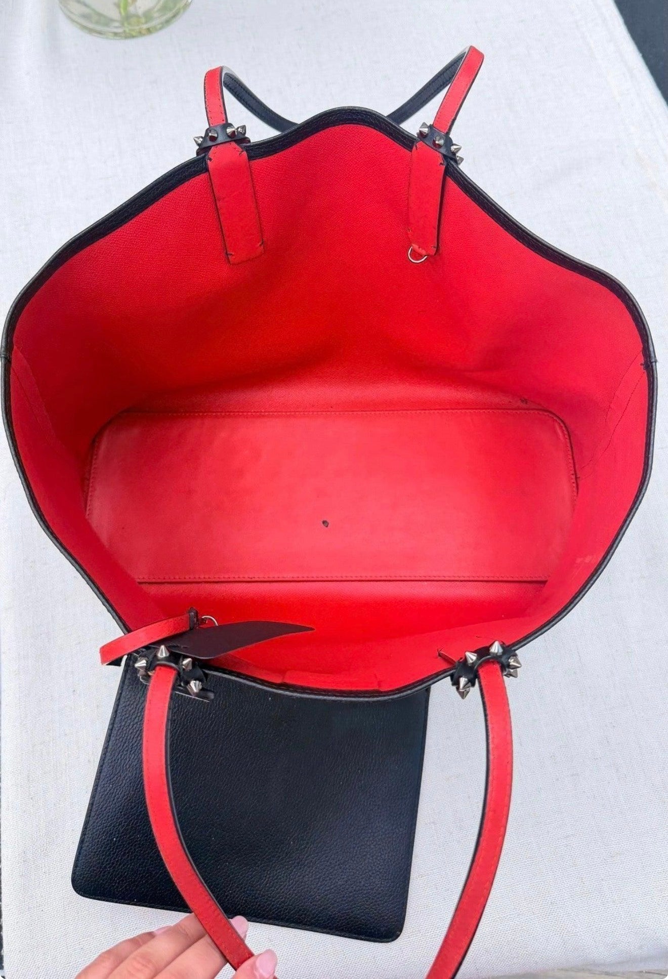 Christian Louboutin Black Grained Leather Cabata Tote Bag