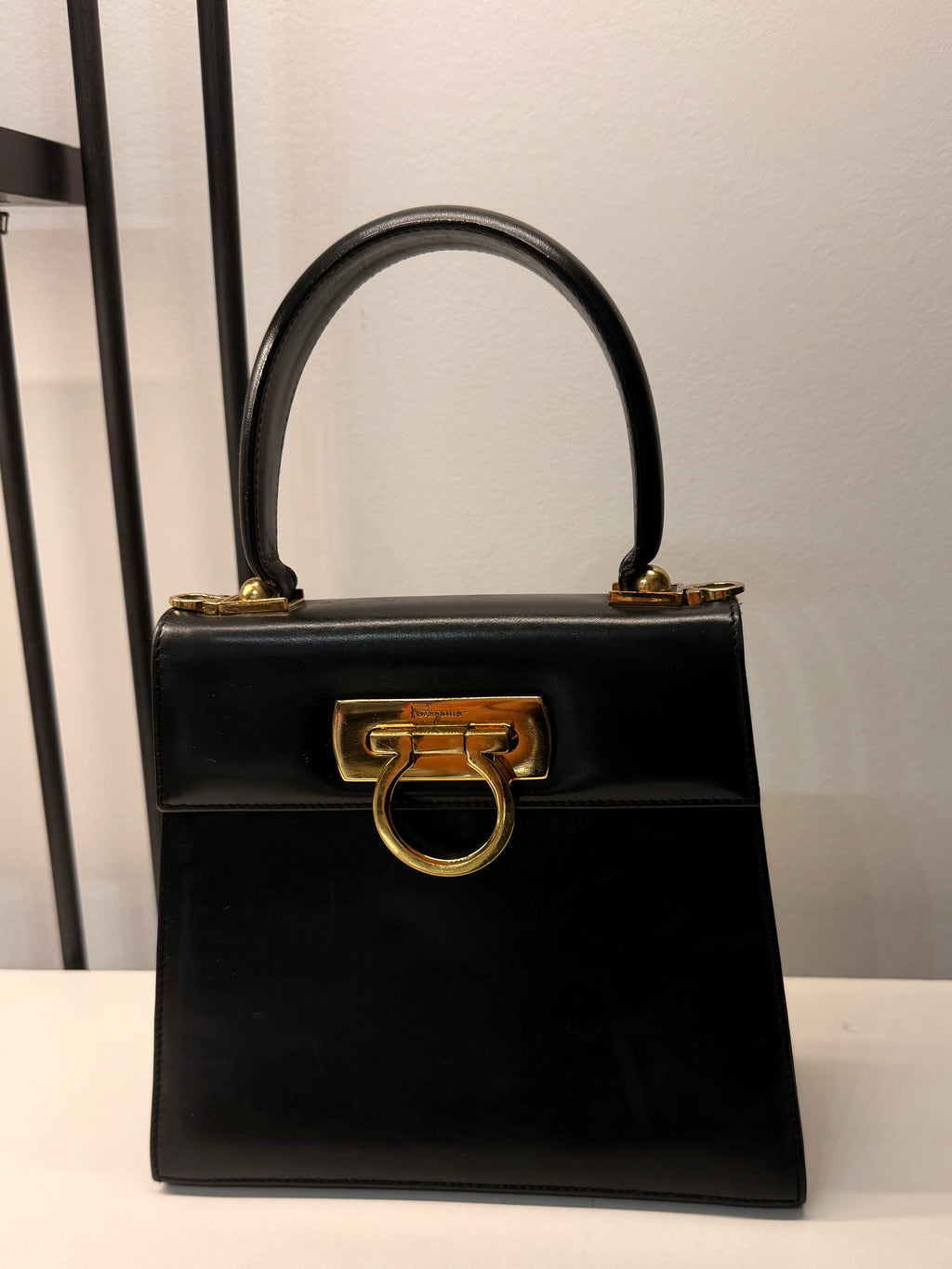 Salvatore Ferragamo Vintage Gancini Top Handle Bag – Black