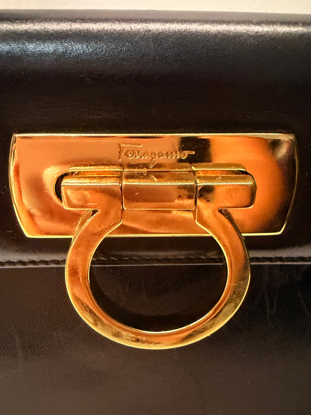 Salvatore Ferragamo Vintage Gancini Top Handle Bag – Black