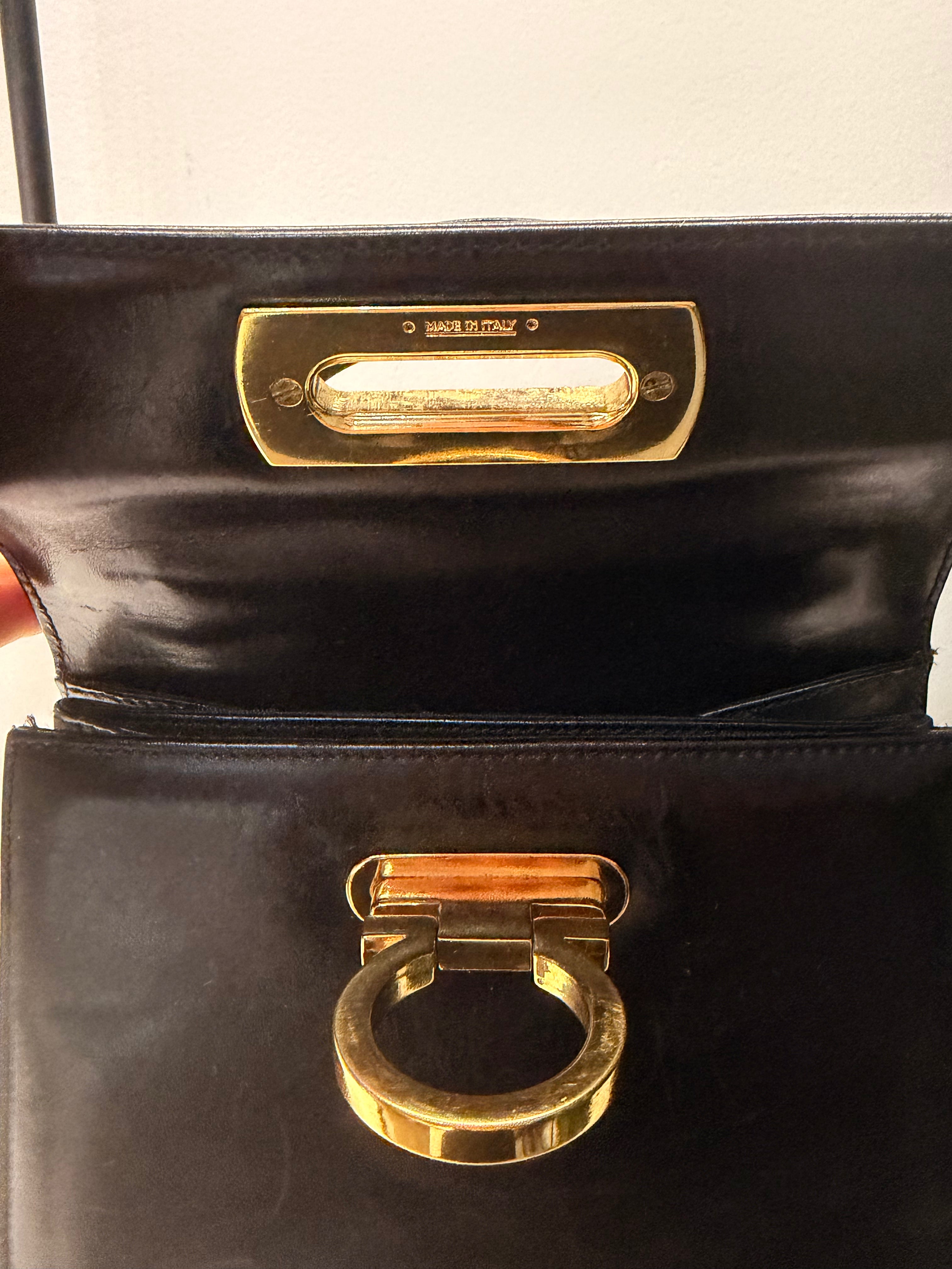 Salvatore Ferragamo Vintage Gancini Top Handle Bag – Black