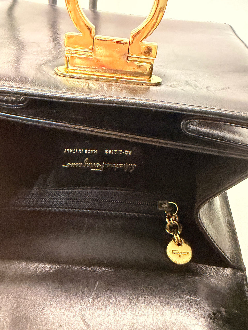 Salvatore Ferragamo Vintage Gancini Top Handle Bag – Black