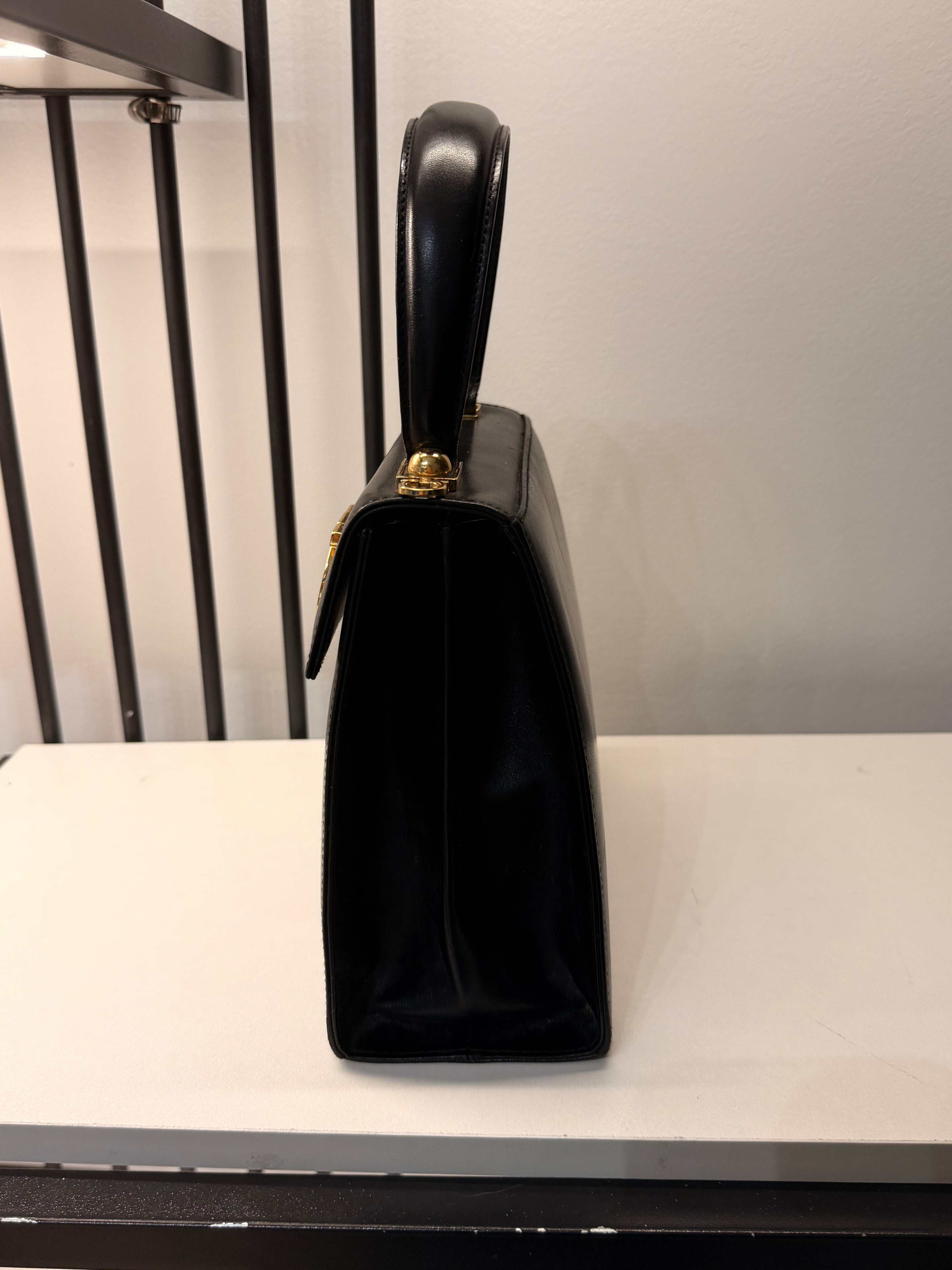 Salvatore Ferragamo Vintage Gancini Top Handle Bag – Black