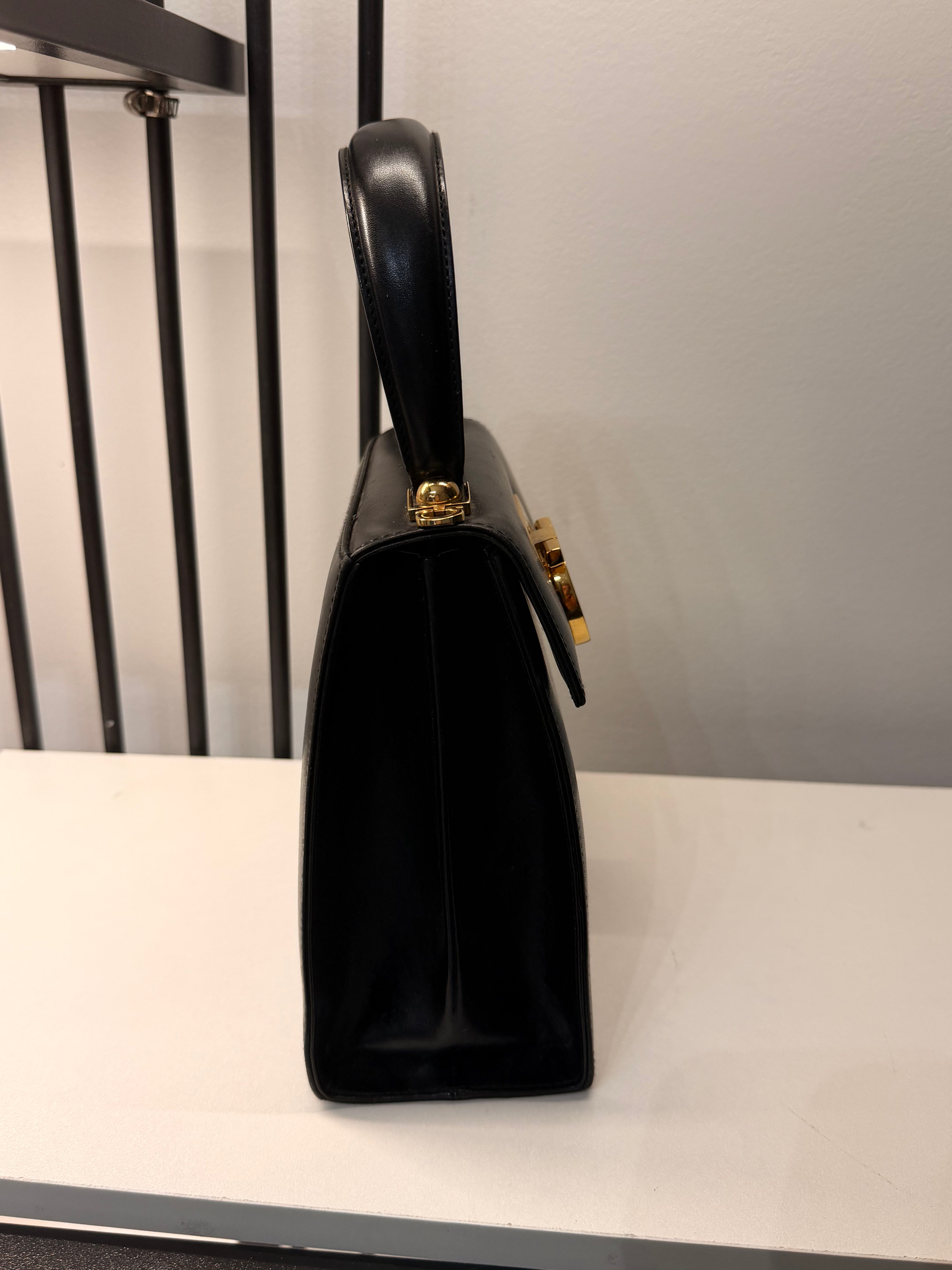 Salvatore Ferragamo Vintage Gancini Top Handle Bag – Black