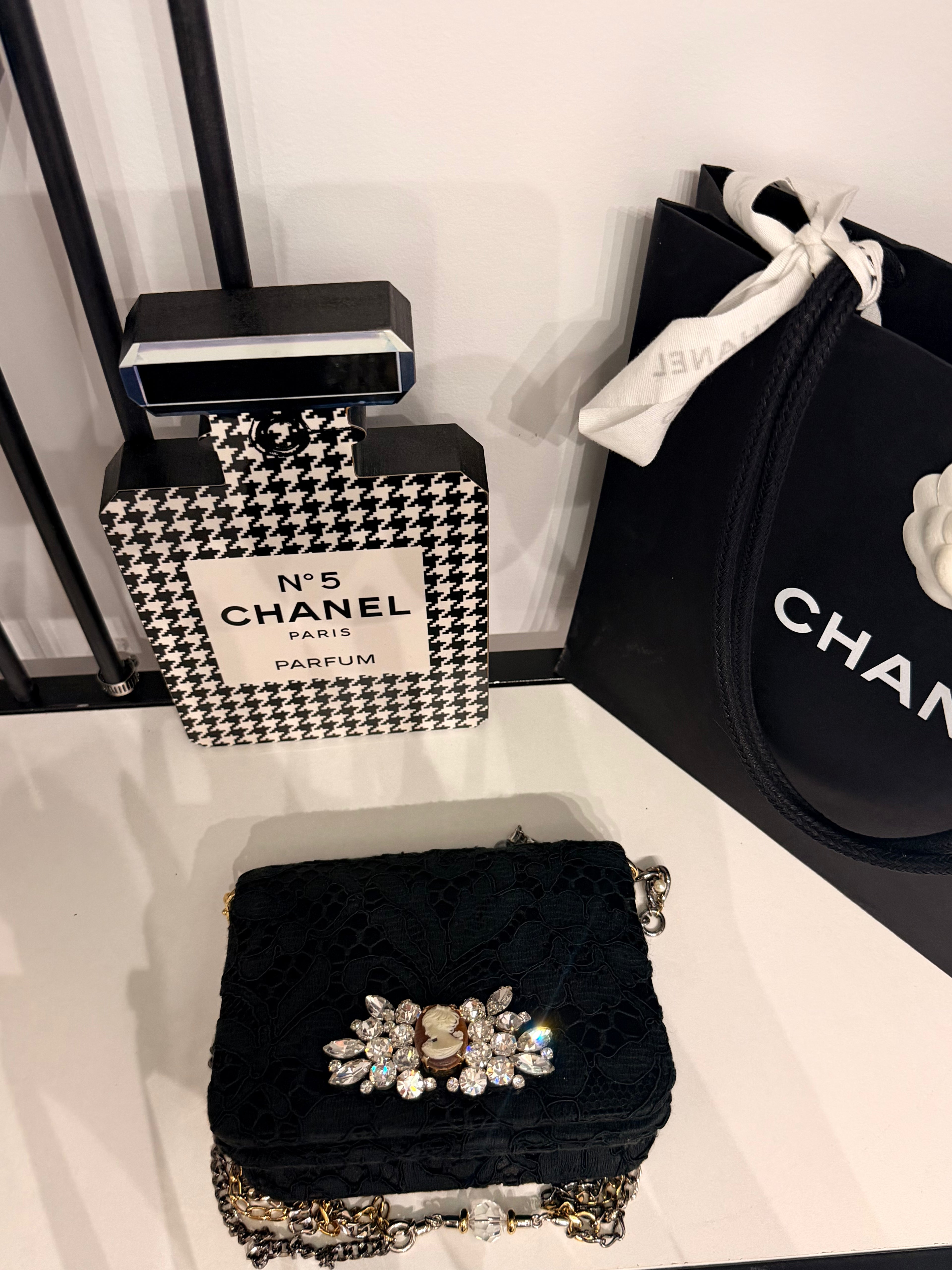 Dolce & Gabbana Lace Cameo Mini Shoulder Bag – Black