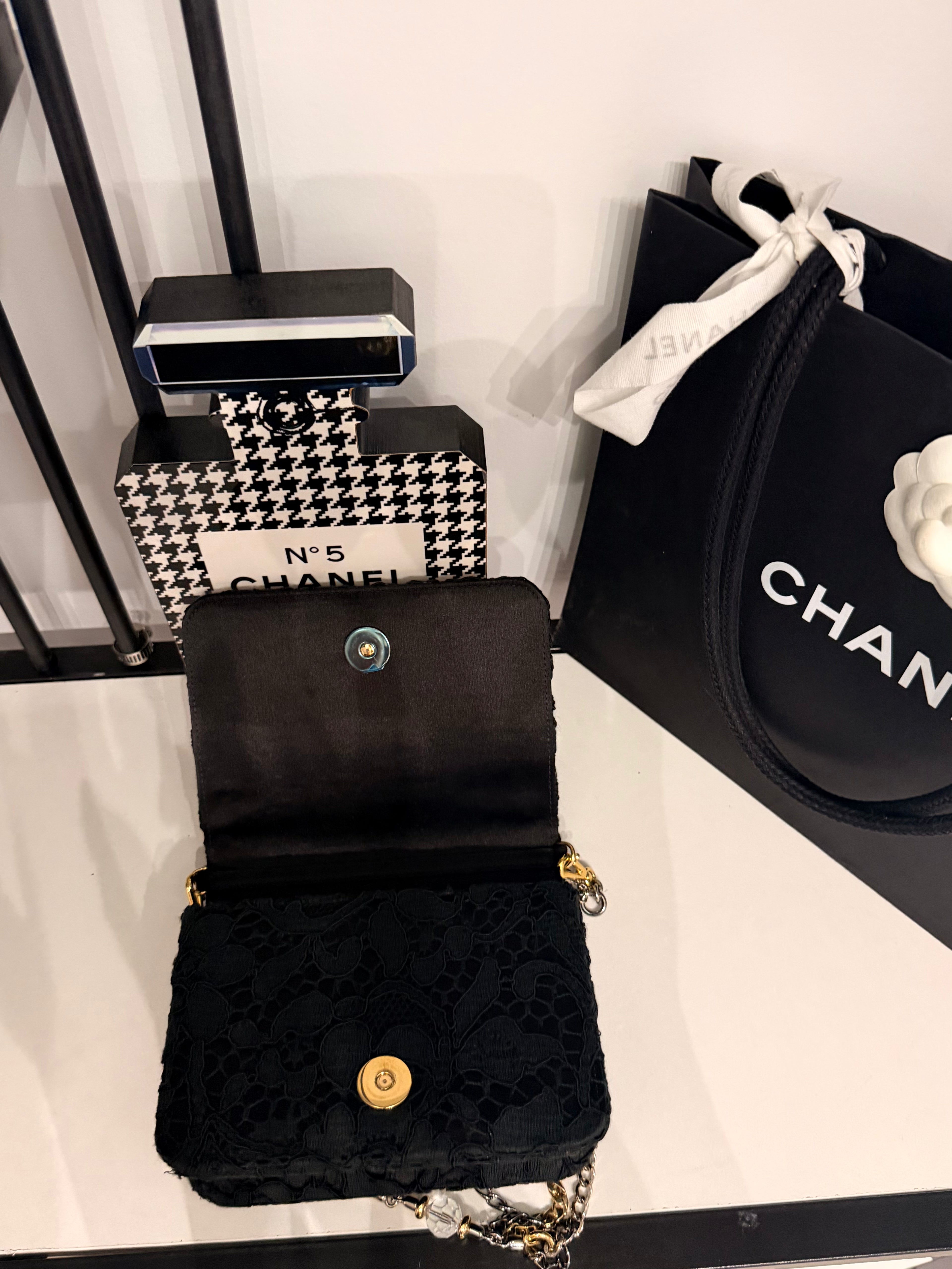 Dolce & Gabbana Lace Cameo Mini Shoulder Bag – Black