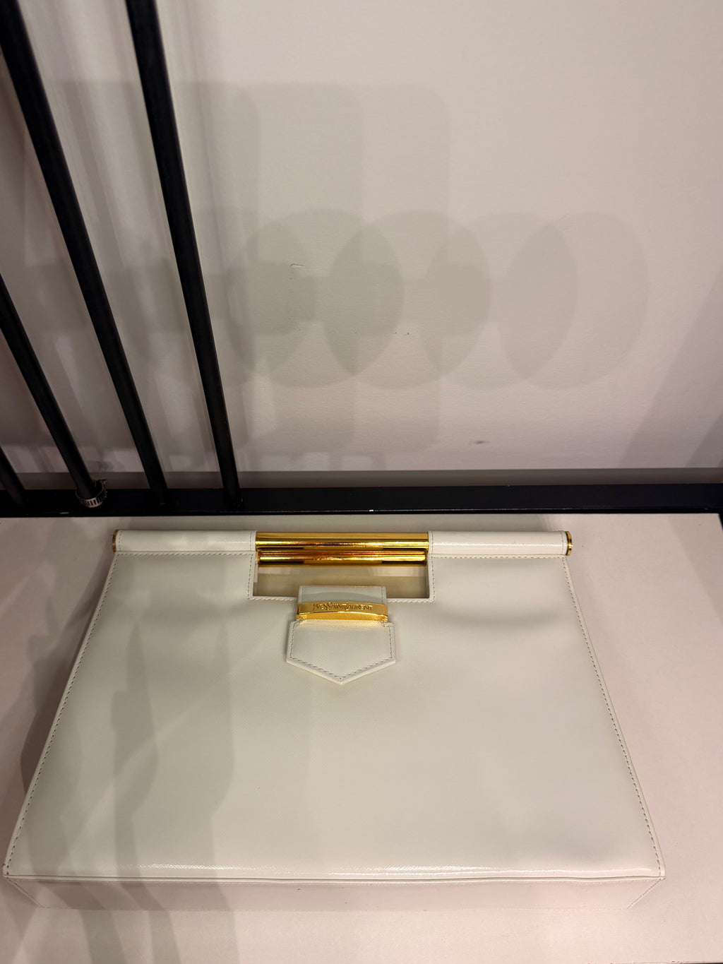 Yves Saint Laurent Vintage Structured Clutch – White