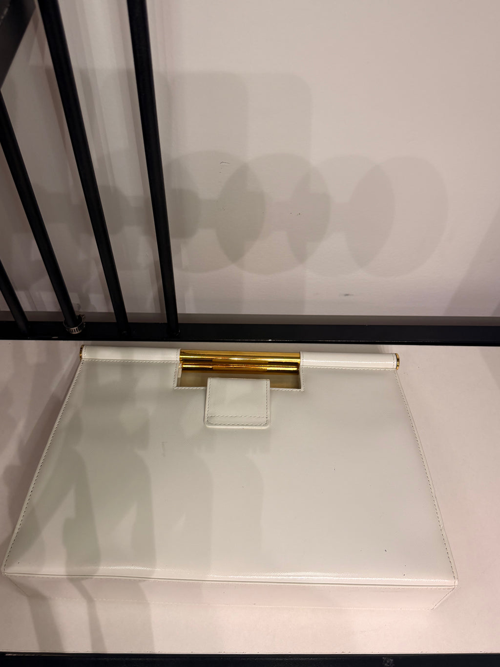 Yves Saint Laurent Vintage Structured Clutch – White