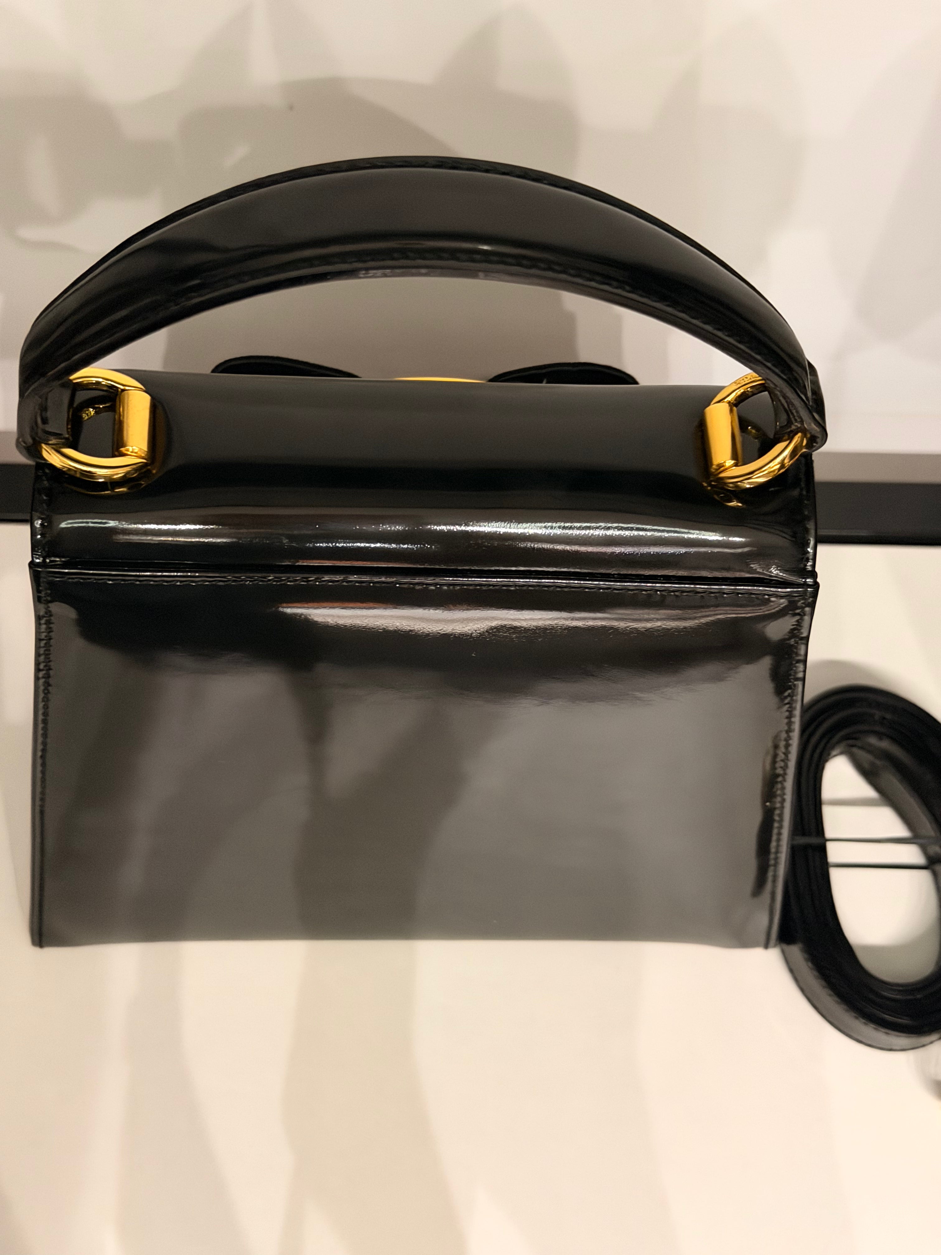Salvatore Ferragamo Vara Bow Patent Leather Mini Bag – Black