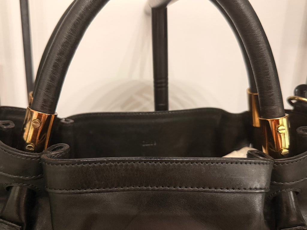 Chloé Leather Top Handle Shoulder Bag – Black