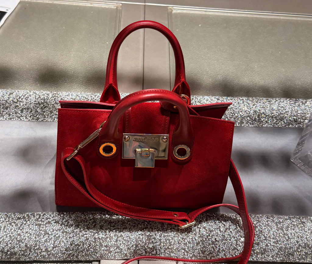 Jimmy Choo Suede & Leather Mini Tote Bag – Red