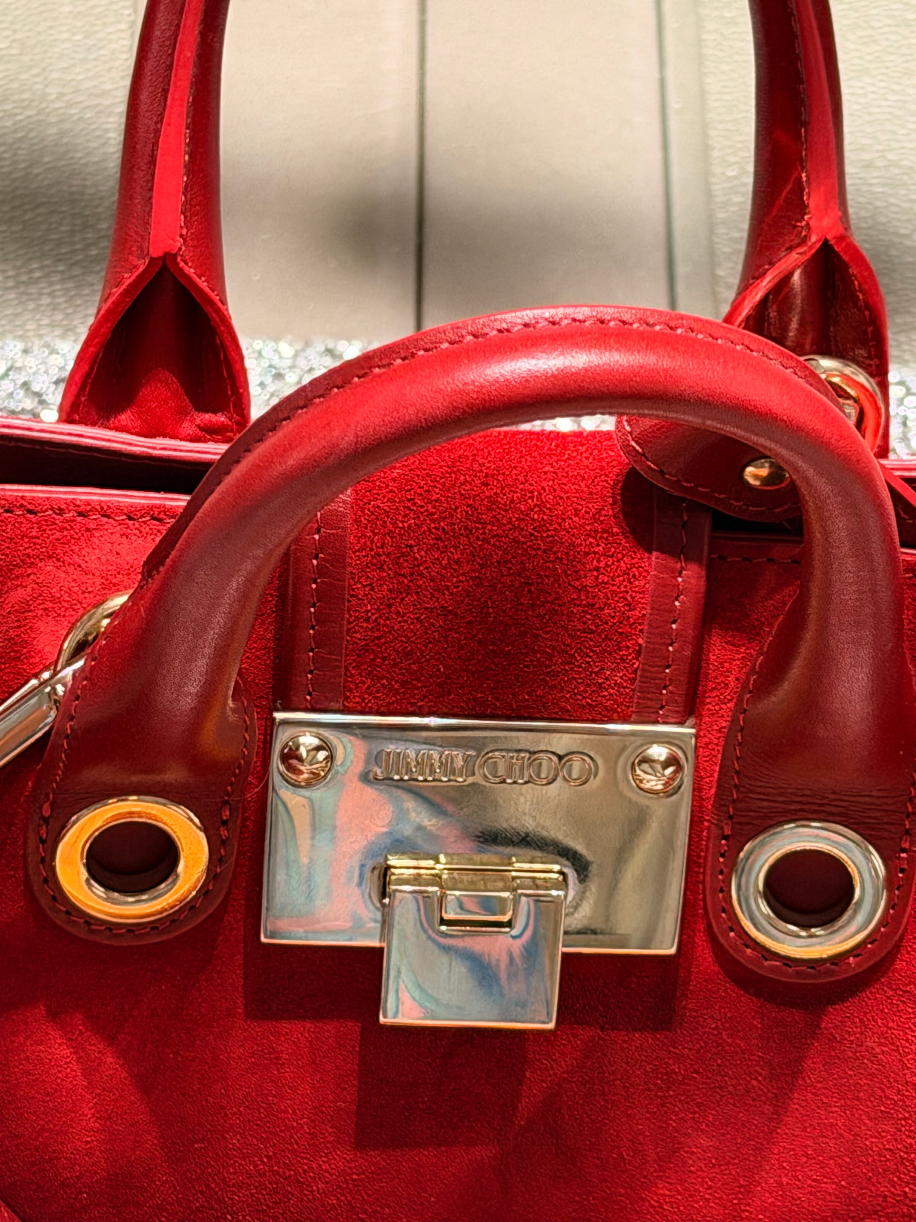 Jimmy Choo Suede & Leather Mini Tote Bag – Red
