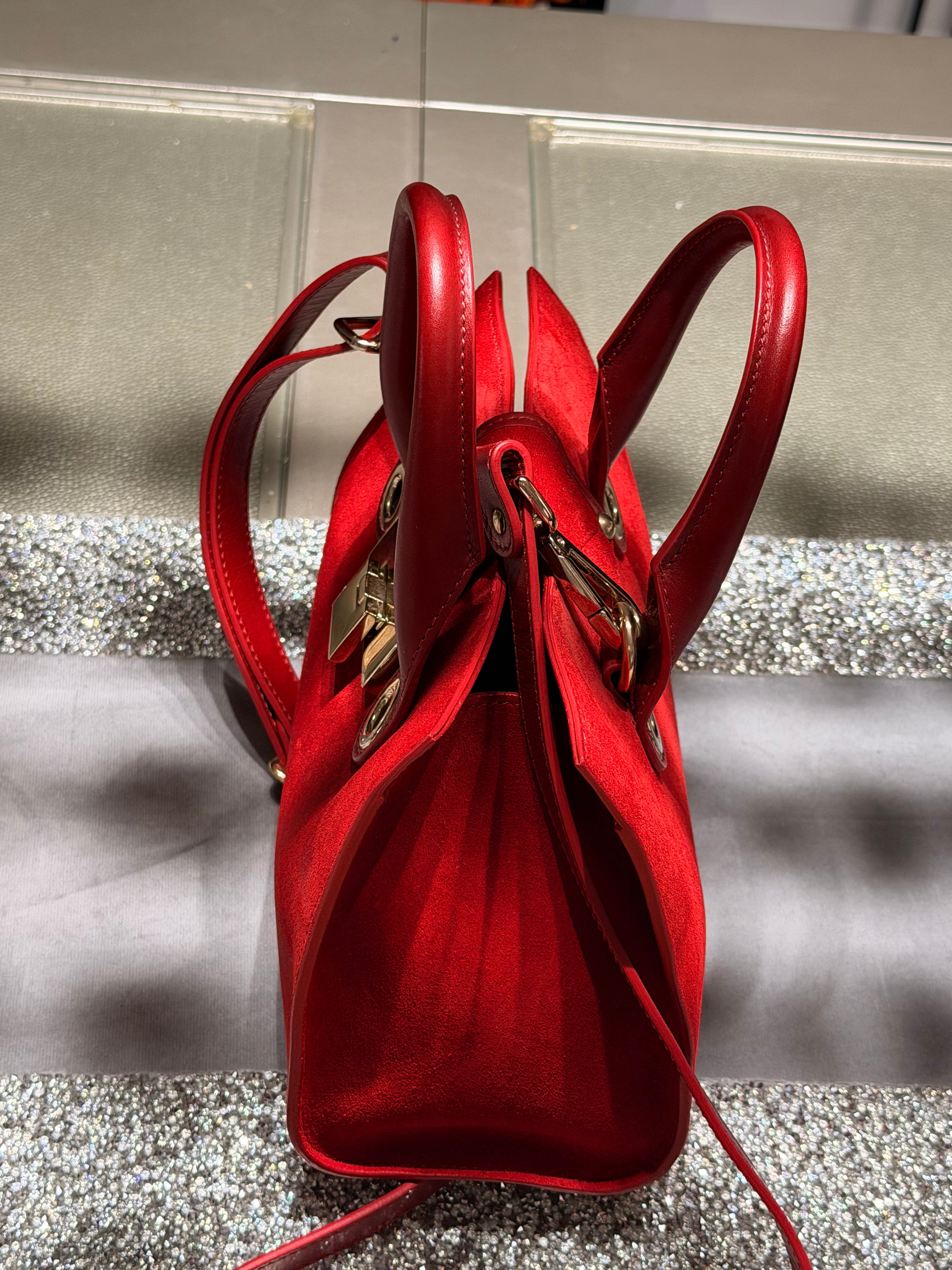 Jimmy Choo Suede & Leather Mini Tote Bag – Red