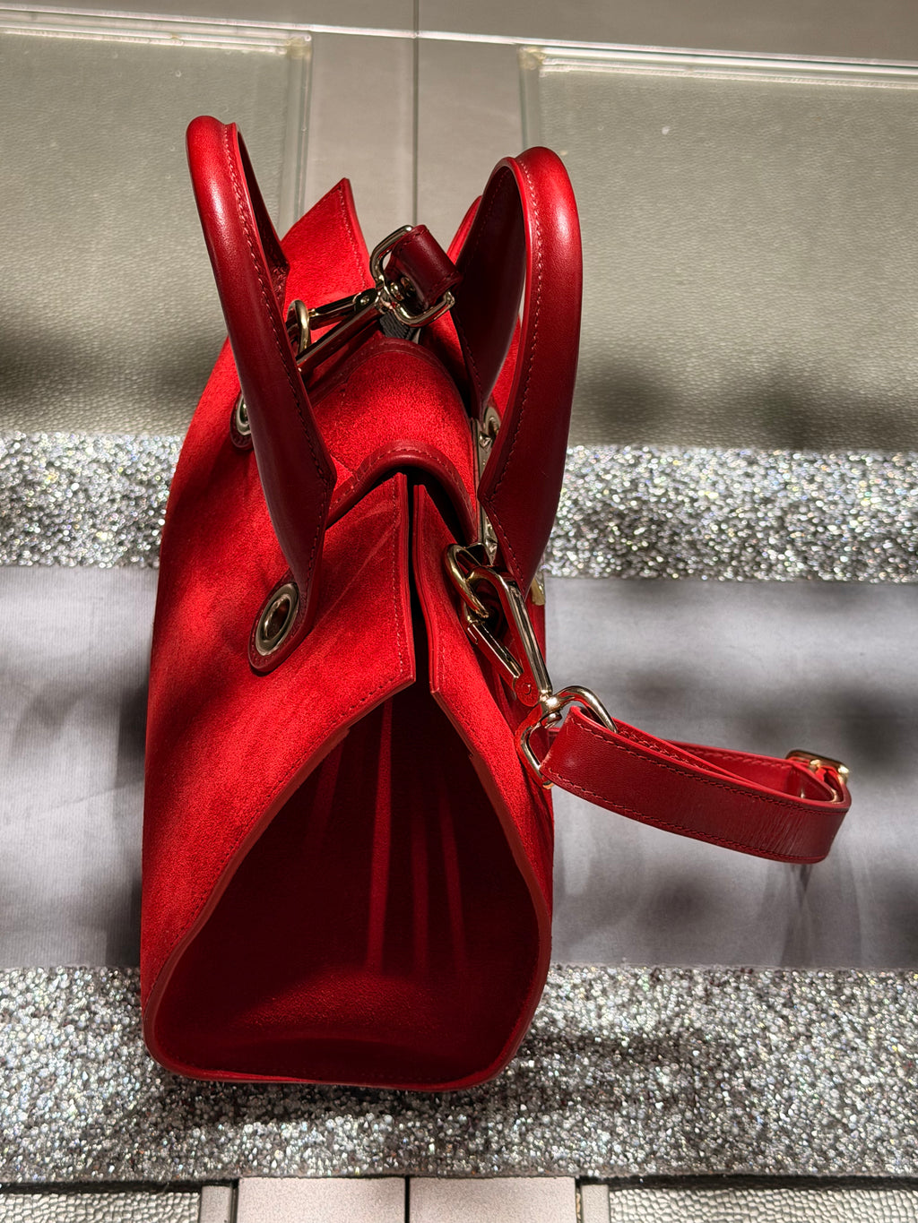 Jimmy Choo Suede & Leather Mini Tote Bag – Red