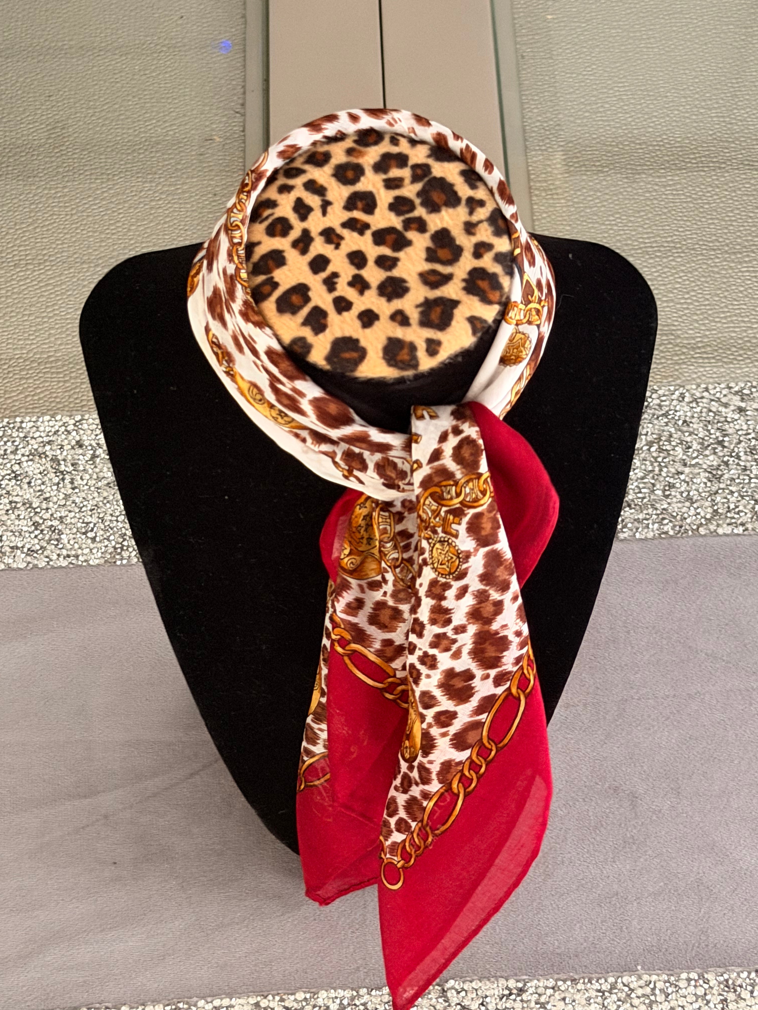 CELINE Leopard Chain Print Silk-Cotton Scarf – Burgundy