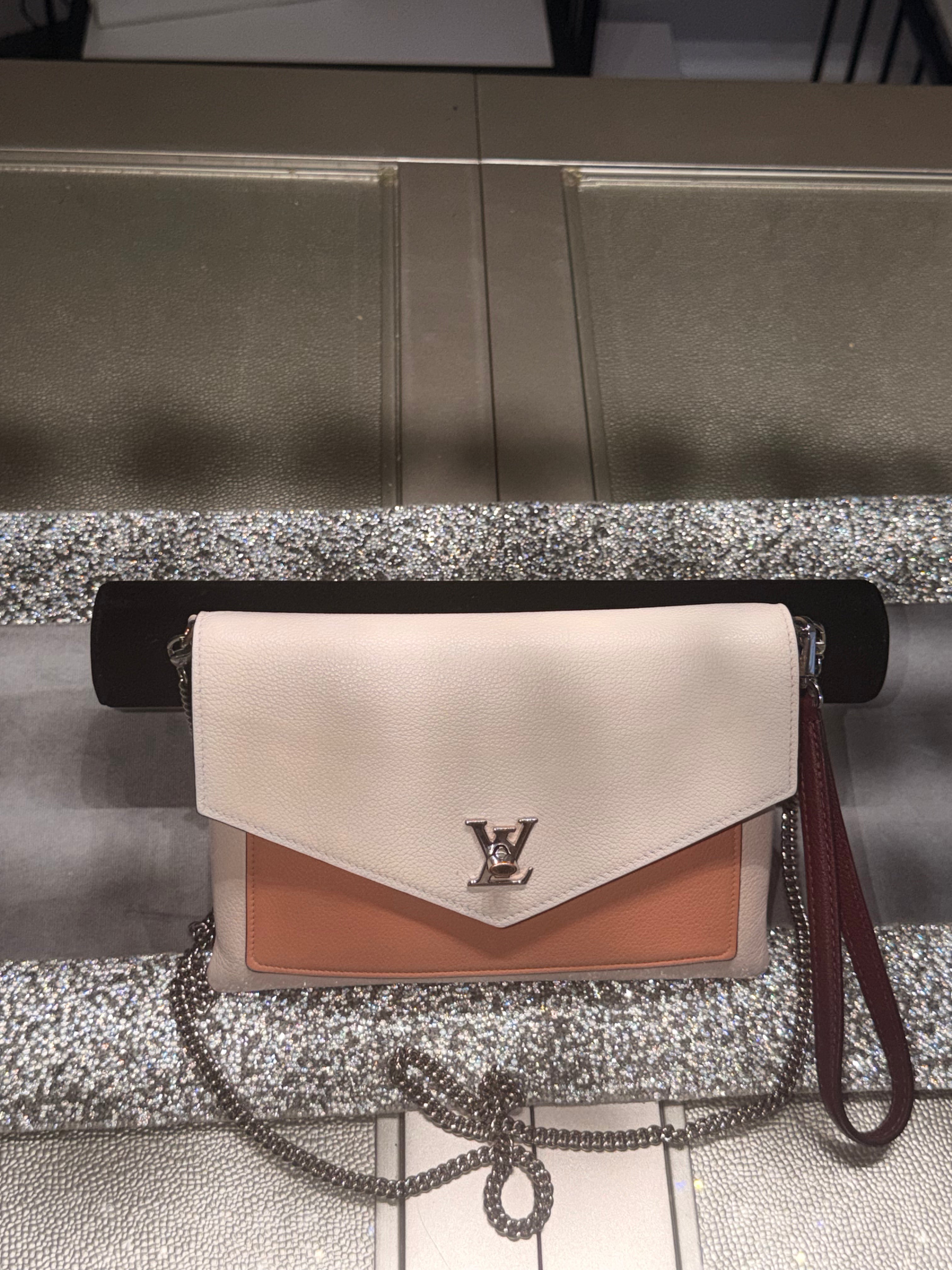 Louis Vuitton Mylockme Chain Pochette White & Pink Shoulder Bag