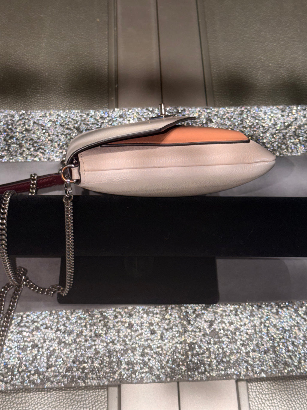 Louis Vuitton Mylockme Chain Pochette White & Pink Shoulder Bag