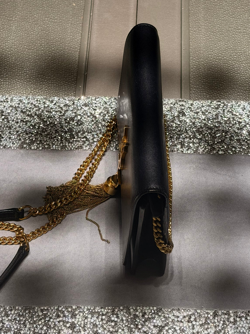 Saint Laurent Kate Tassel Wallet on Chain (WOC) Black Smooth Leather Gold Hardware