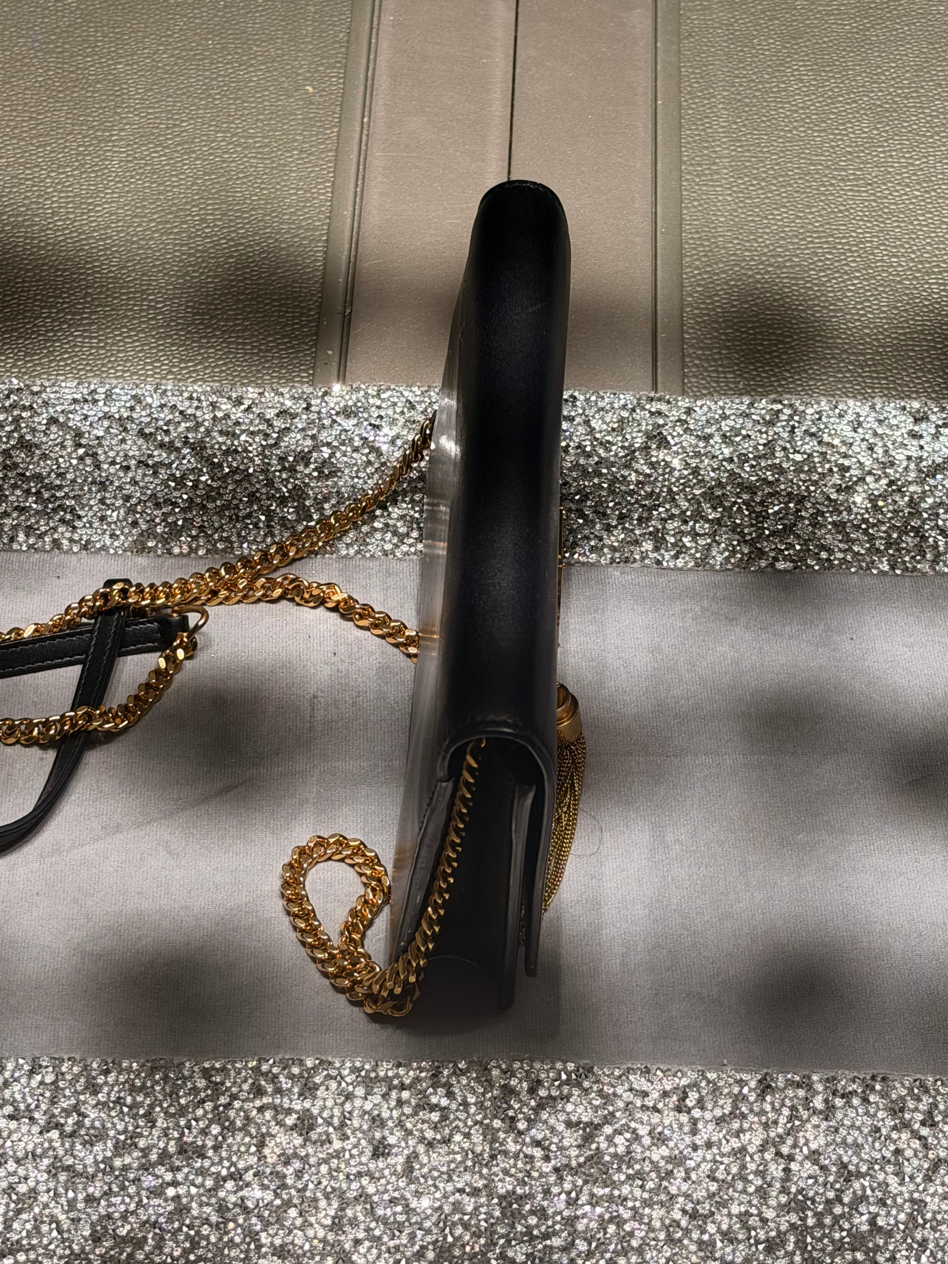 Saint Laurent Kate Tassel Wallet on Chain (WOC) Black Smooth Leather Gold Hardware