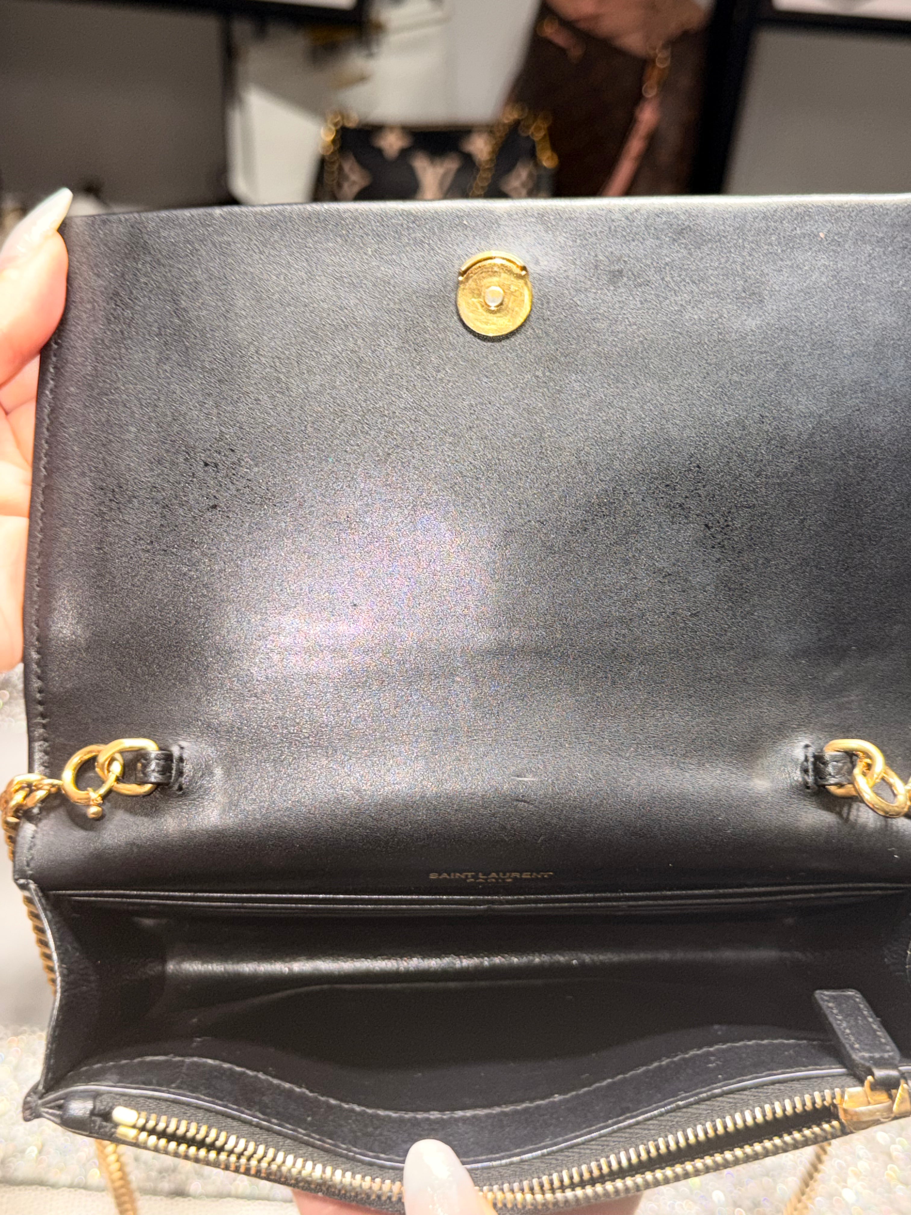 Saint Laurent Kate Tassel Wallet on Chain (WOC) Black Smooth Leather Gold Hardware