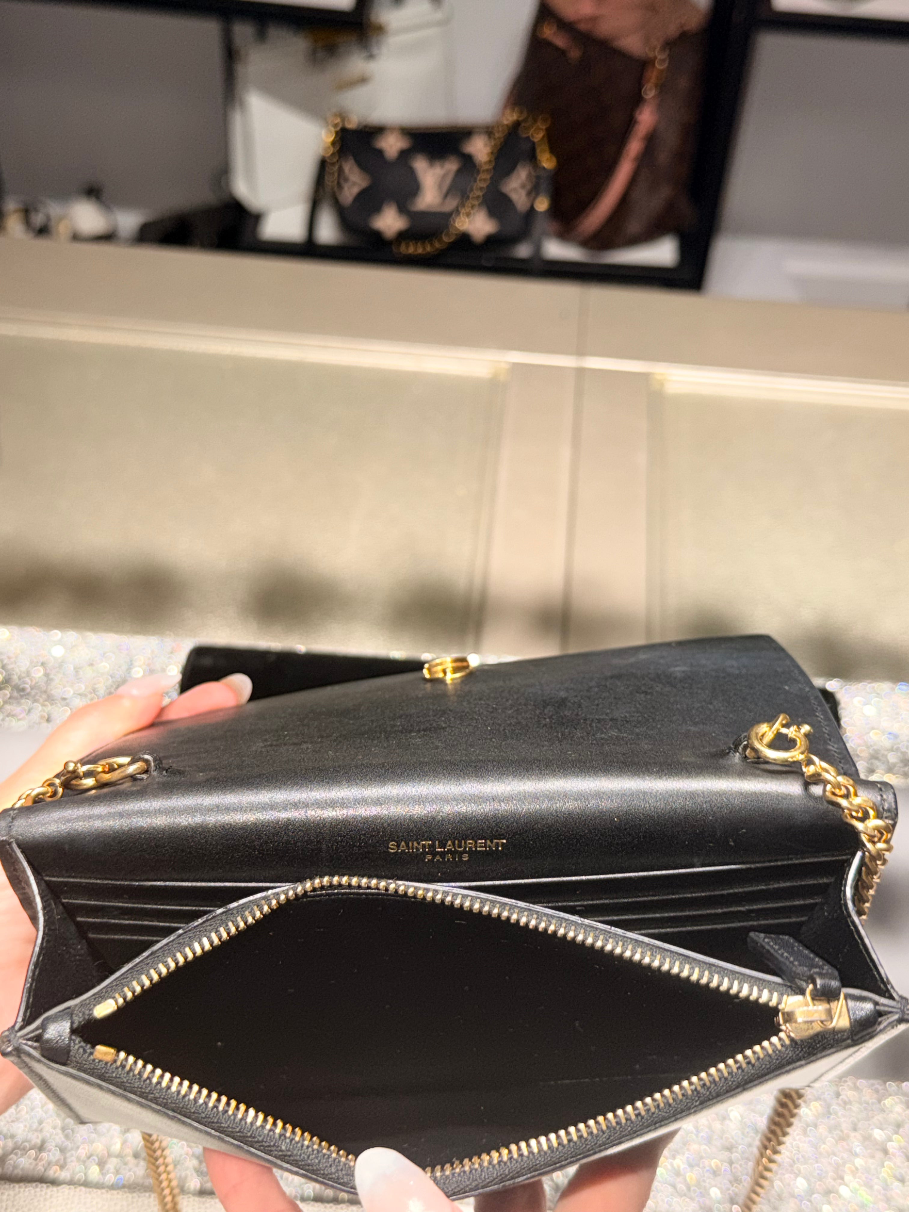 Saint Laurent Kate Tassel Wallet on Chain (WOC) Black Smooth Leather Gold Hardware