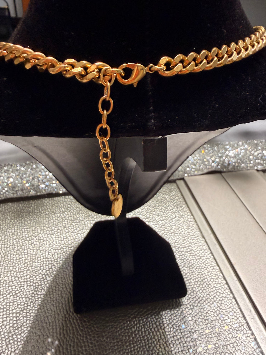 Christian Dior Gold-Tone Crystal DIOR Logo Curb Chain Necklace