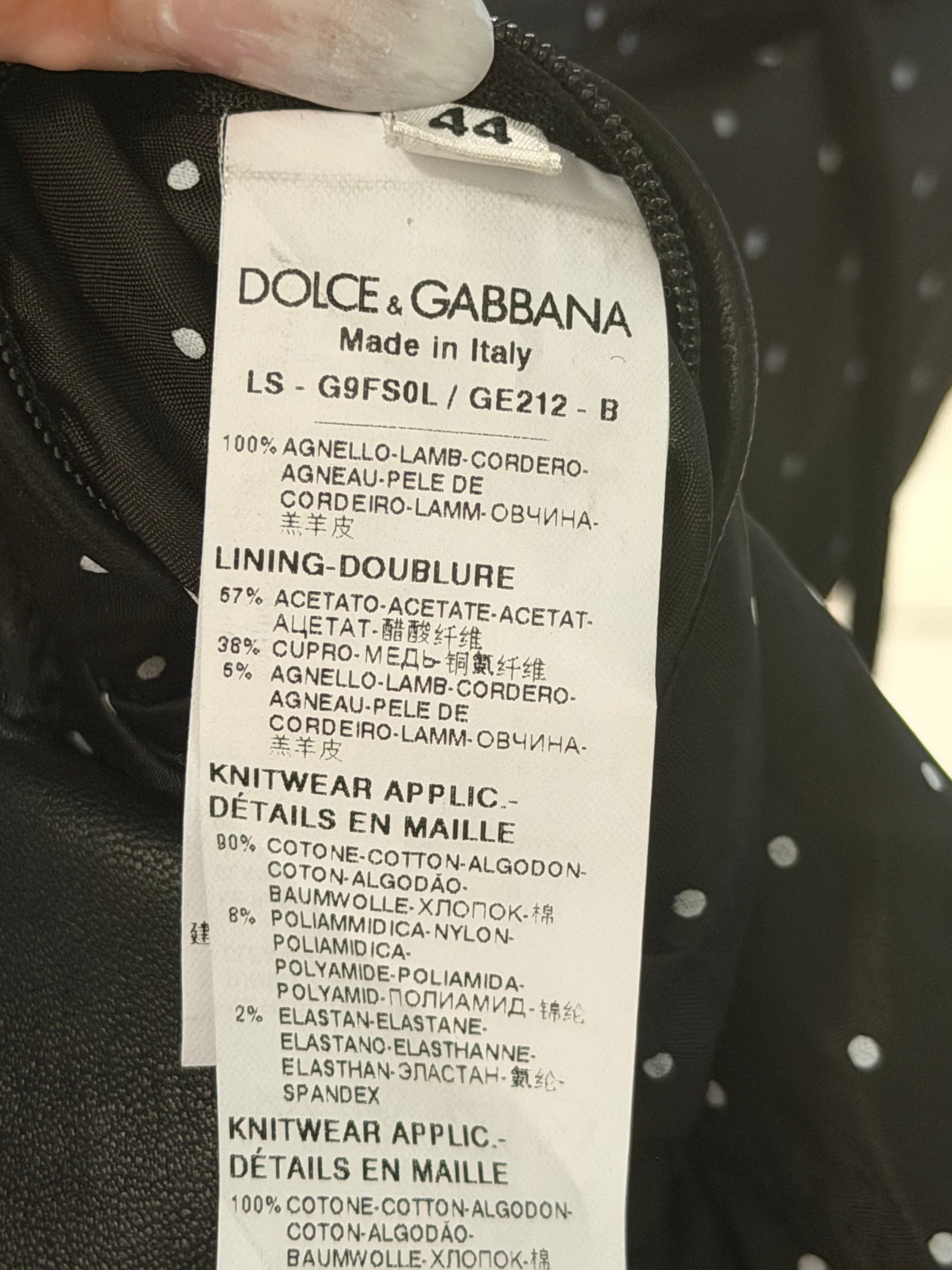 Dolce & Gabbana Black Lambskin Leather Hooded Bomber Jacket Men's IT 44