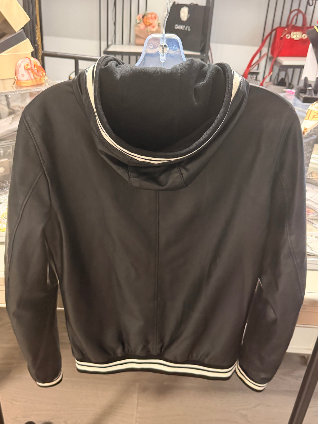 Dolce & Gabbana Black Lambskin Leather Hooded Bomber Jacket Men's IT 44