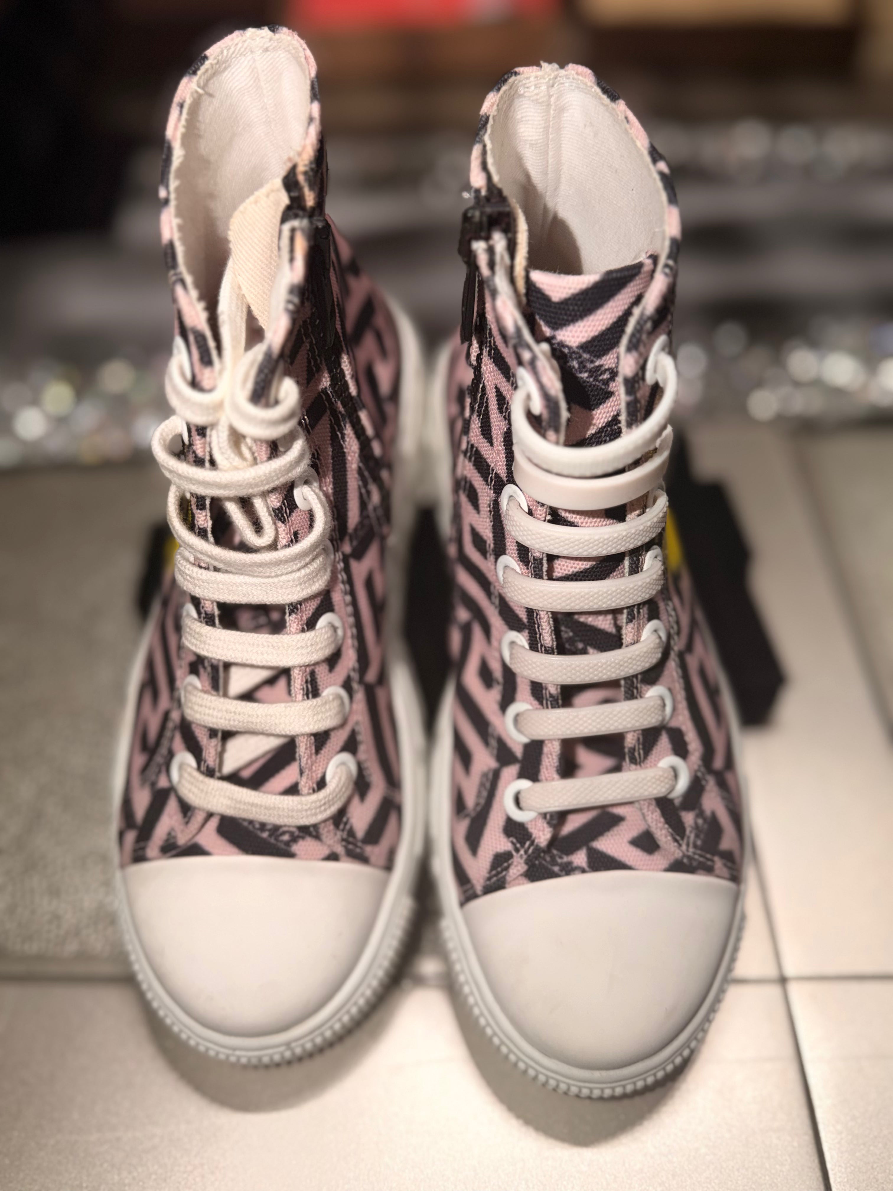 Versace Kids Greca Medusa High-Top Sneakers Pink Black Size 31