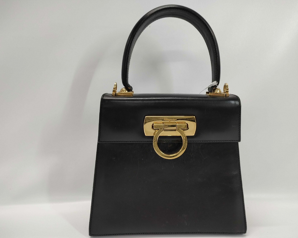 Salvatore Ferragamo Vintage Gancini Top Handle Bag – Black