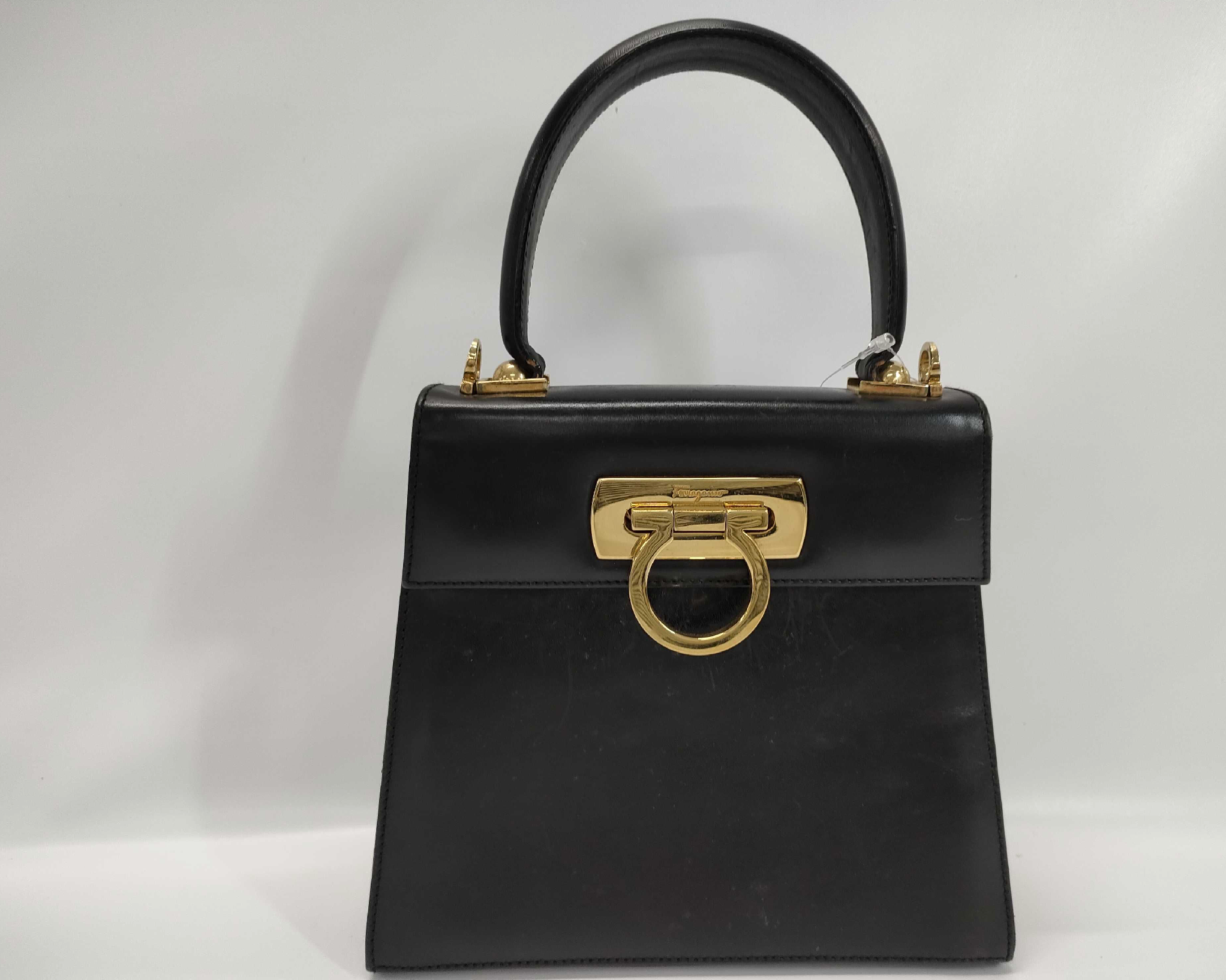 Salvatore Ferragamo Vintage Gancini Top Handle Bag – Black