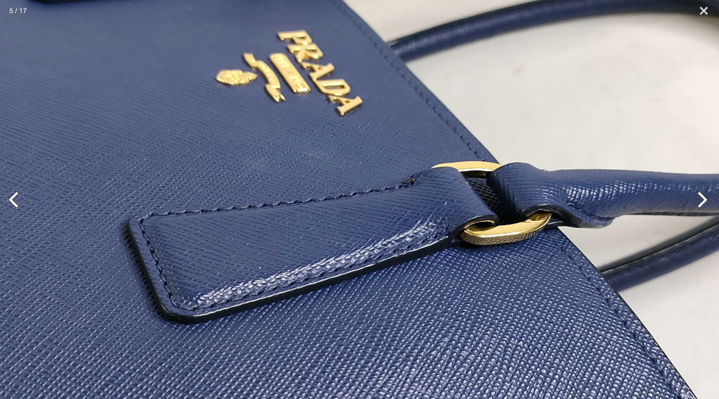 Prada Saffiano Lux Tote Bag 1BA118 Bluette Blue with Shoulder Strap
