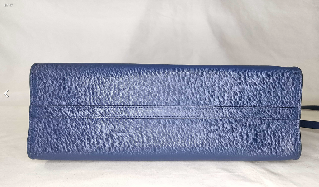 Prada Saffiano Lux Tote Bag 1BA118 Bluette Blue with Shoulder Strap