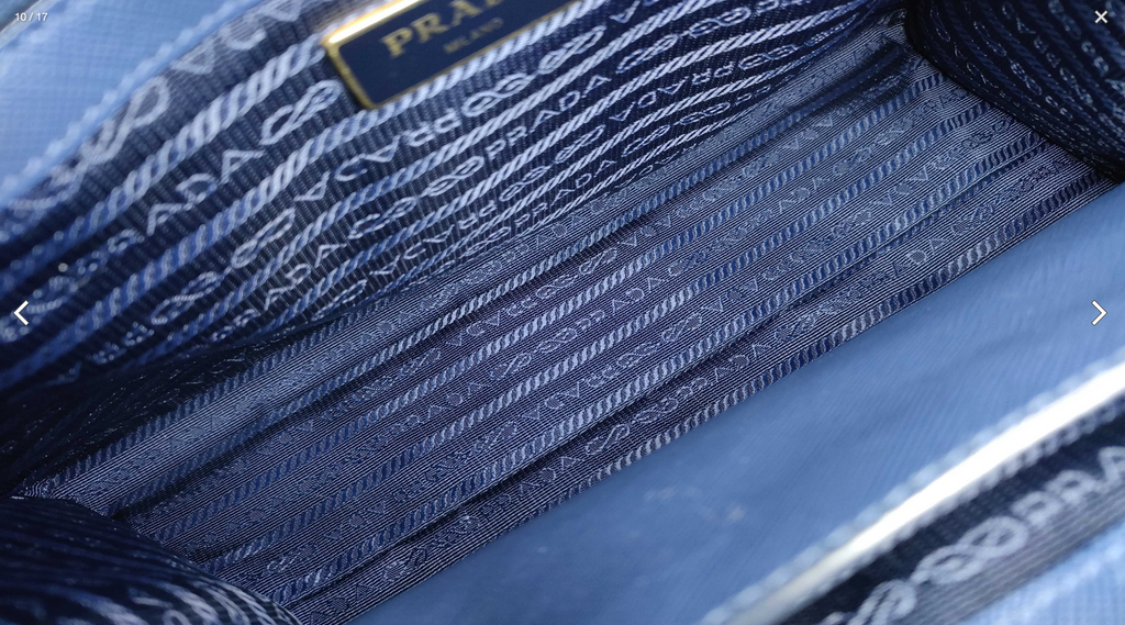 Prada Saffiano Lux Tote Bag 1BA118 Bluette Blue with Shoulder Strap