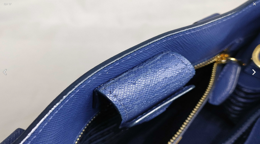 Prada Saffiano Lux Tote Bag 1BA118 Bluette Blue with Shoulder Strap