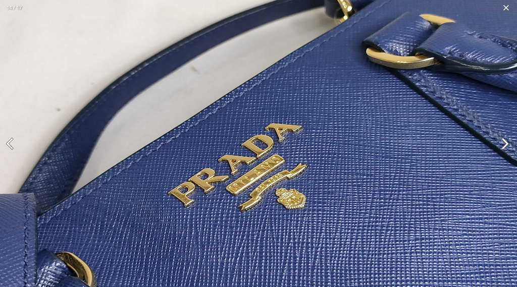 Prada Saffiano Lux Tote Bag 1BA118 Bluette Blue with Shoulder Strap