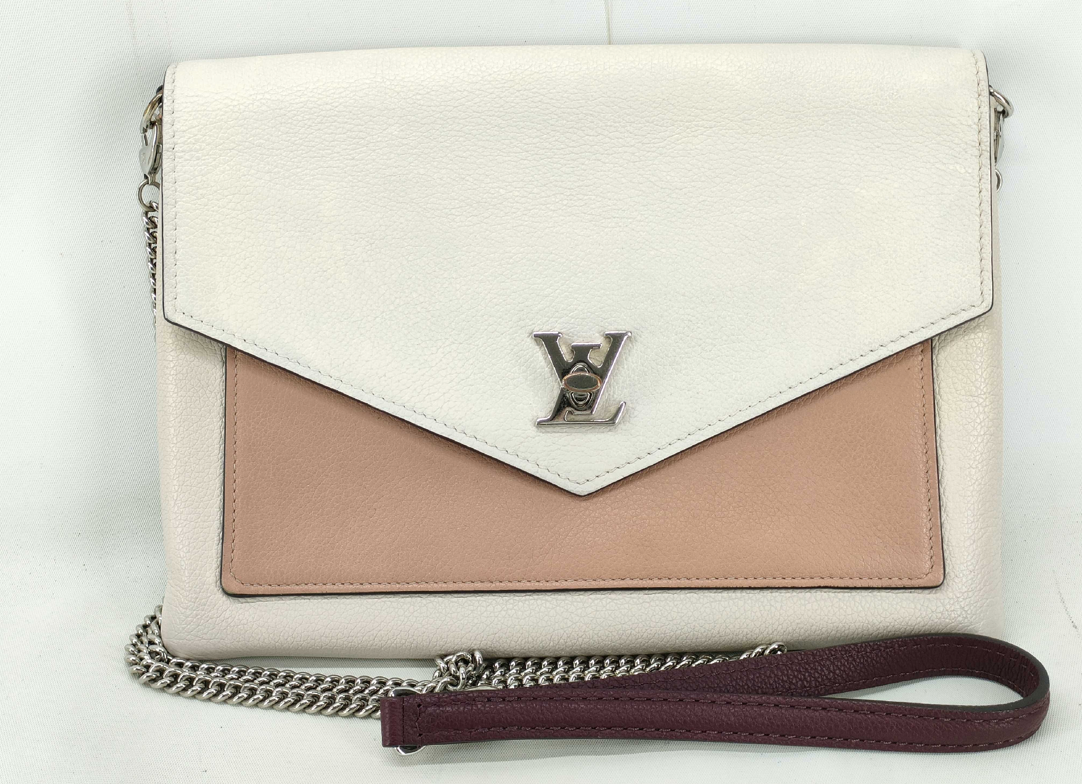 Louis Vuitton Mylockme Chain Pochette White & Pink Shoulder Bag