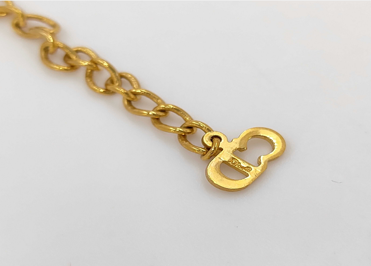 Christian Dior Vintage Gold-Tone D Logo Pendant Necklace