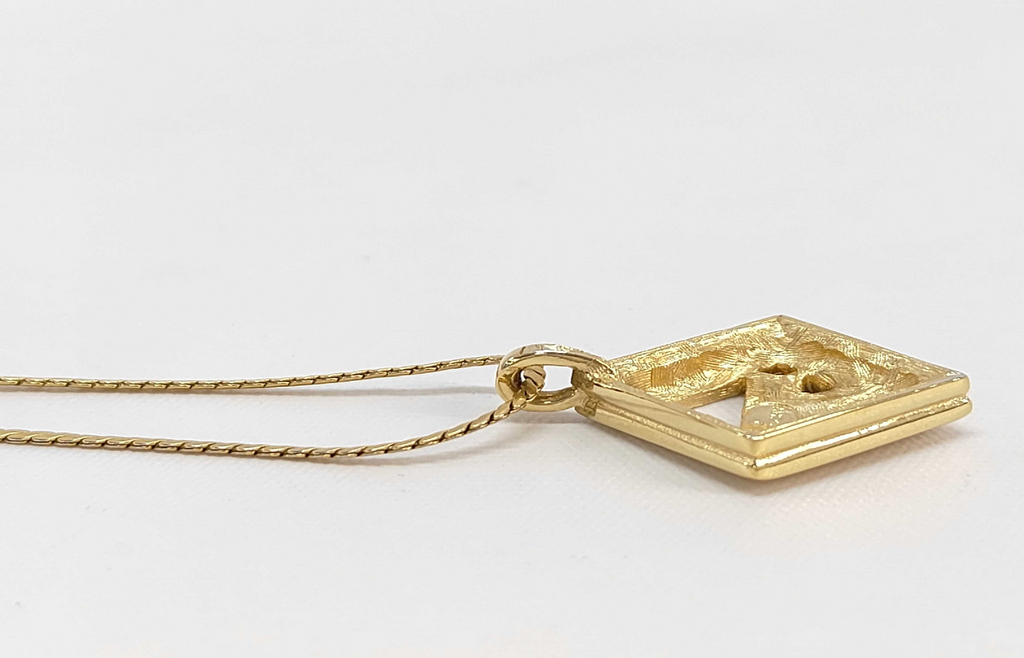 Givenchy Gold Tone Crystal Geometric Pendant Necklace Vintage Style