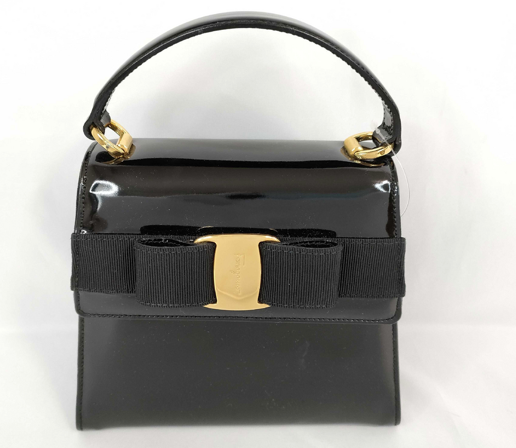 Salvatore Ferragamo Vara Bow Patent Leather Mini Bag – Black