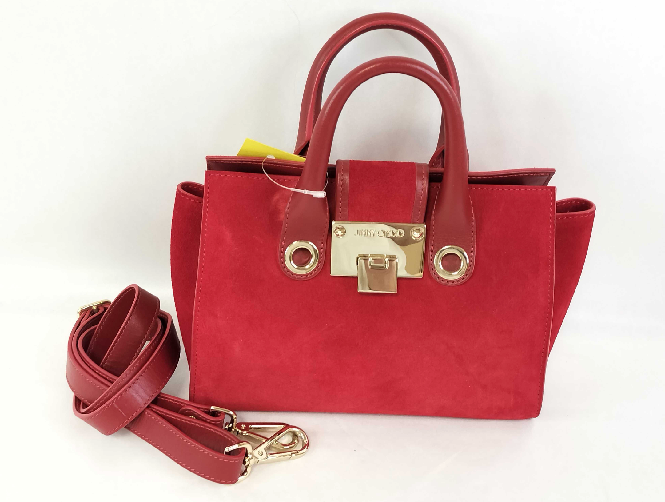 Jimmy Choo Suede & Leather Mini Tote Bag – Red